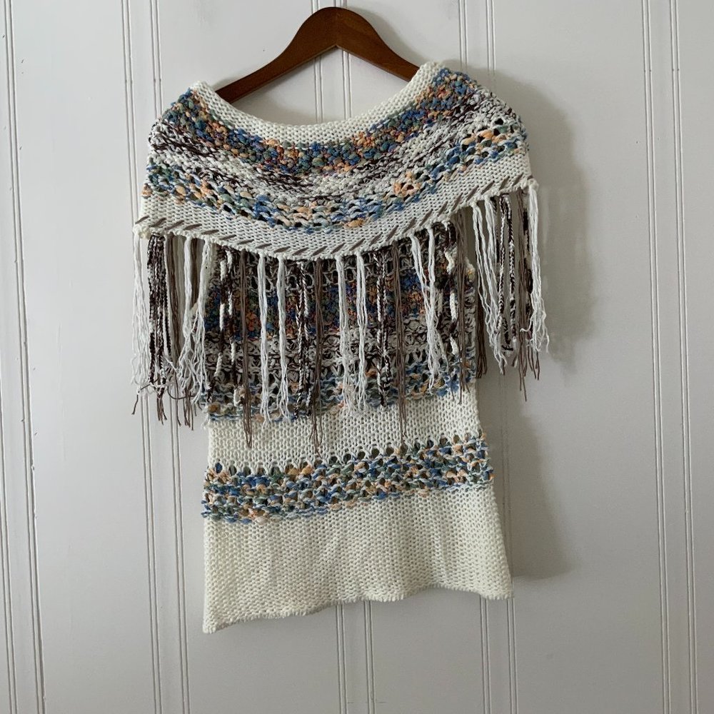 Rebecca Elliot women blouse Sz S  white brown